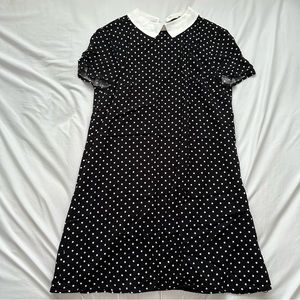 Forever 21 black polka dot collared short sleeve dress